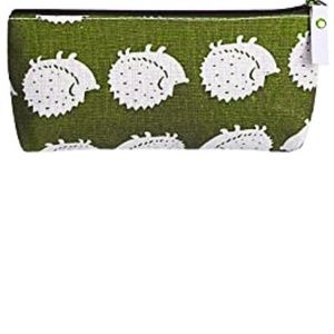 Green Hedgehog Pencil/Glasses Case Makeup Bag NWT